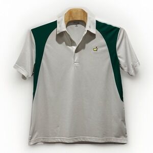 Masters Tech Golf Mens XL Athletic‎ Polo Shirt Green & White With Logo *flaw